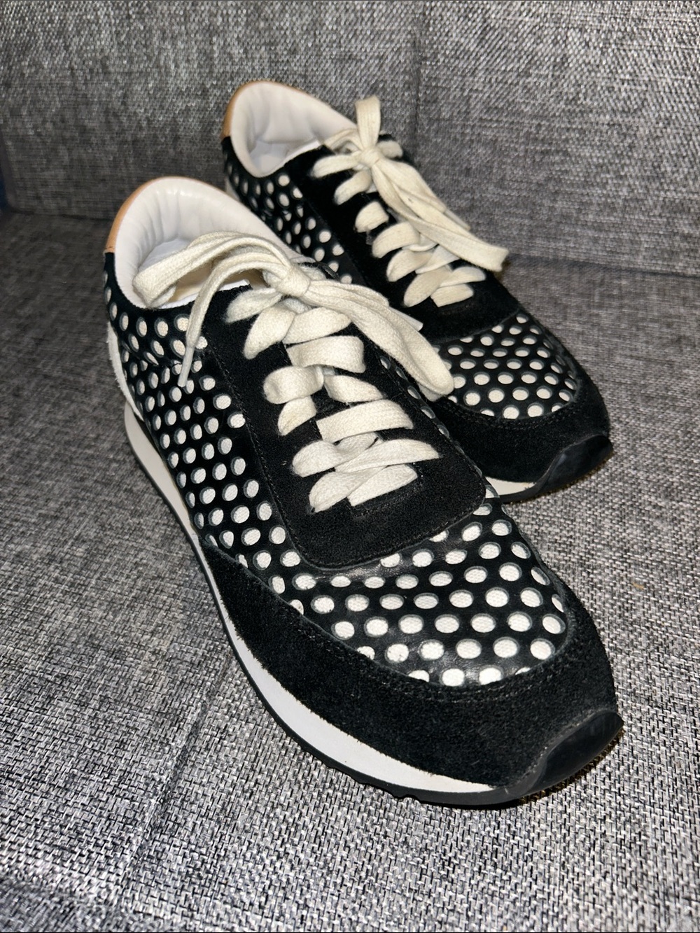 NEW - Loeffler Randall Rio Perforated Sneaker in black suede/leather